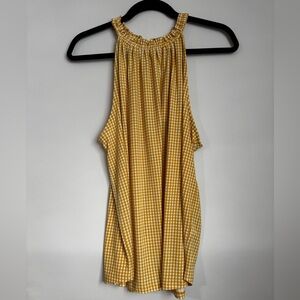 Yellow Gingham Halter Summer Top | Adrianna Papell | Size L